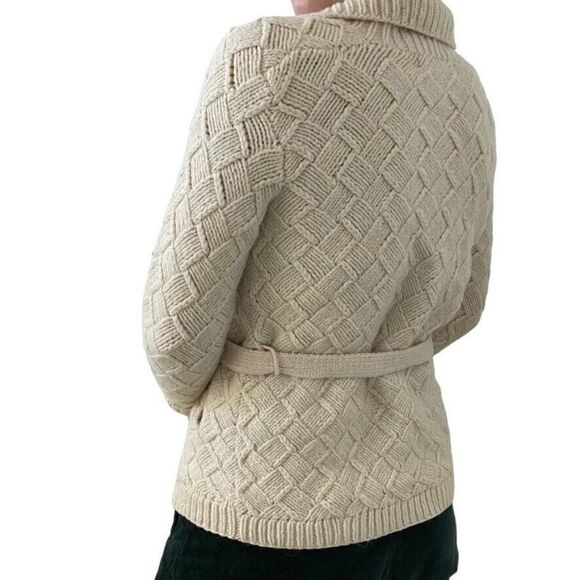 Vintage Y2K Express Womens White Chunky Wool Soft Fisherman Cardigan Sz M - Picture 4 of 9